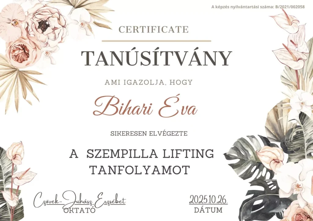 Szépségszalon - Szempilla Lifting,szempilla göndörítés